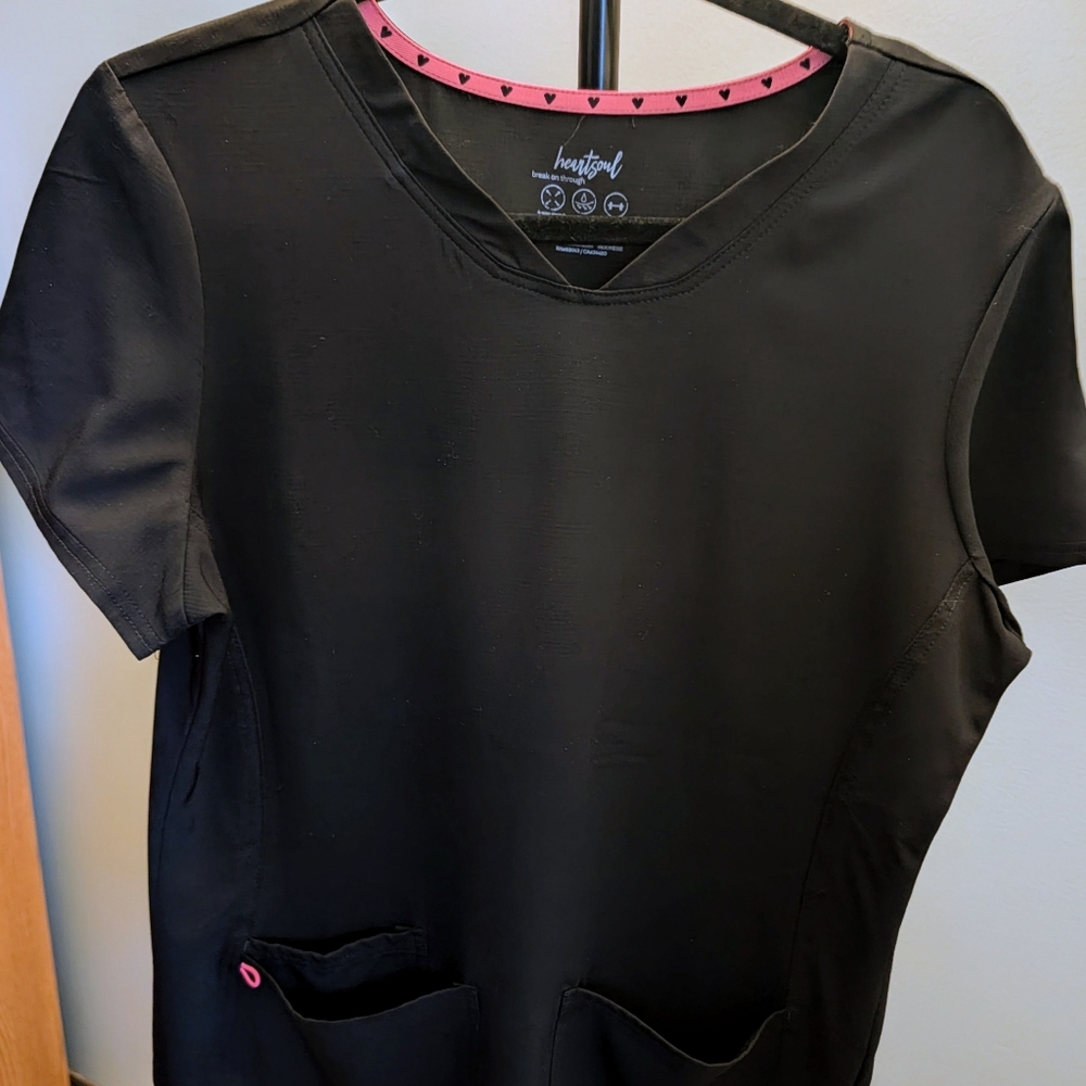 Black Scrubs HeartSoul Top & Pants Size Medium
